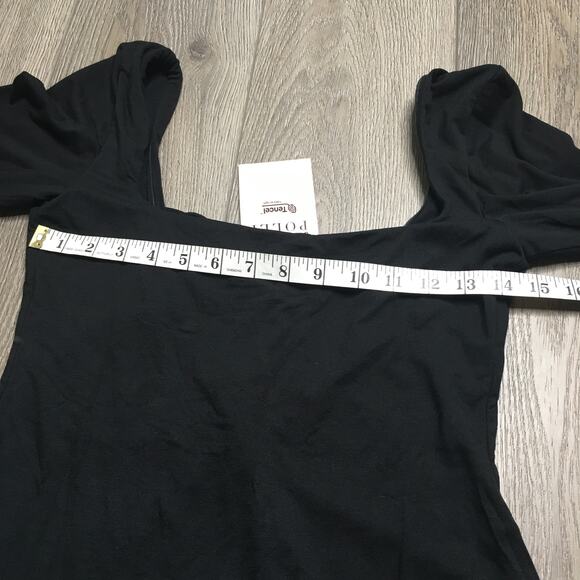 NWT Oh Polly Hope Modal Square Neck Long Sleeve Mini Dress Open Back Black L - Picture 9 of 11